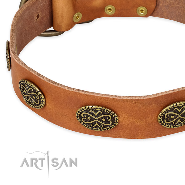 Top quality natural genuine leather collar for your lovely dog