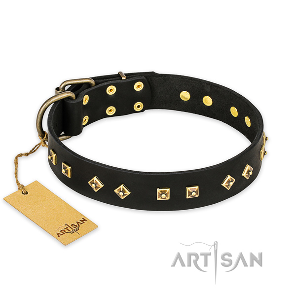 Exquisite genuine leather dog collar with durable buckle