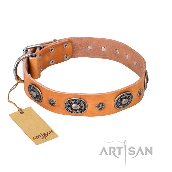 Top notch genuine leather collar created for your pet