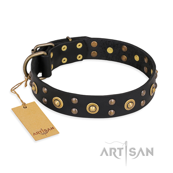 Easy wearing exquisite dog collar with strong D-ring