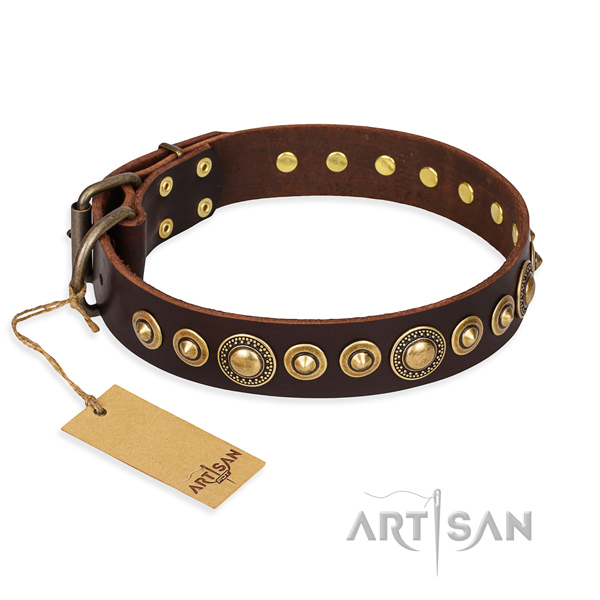 Durable full grain leather collar made for your four-legged friend