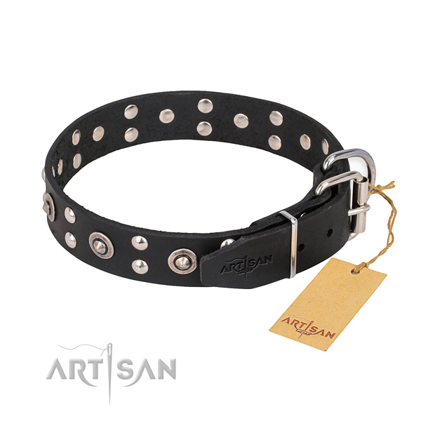 Full grain leather dog collar with unique strong studs