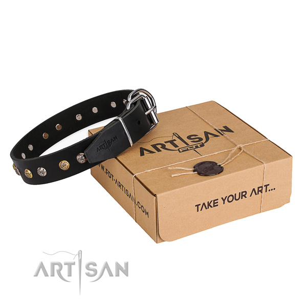 Reliable leather dog collar made for easy wearing