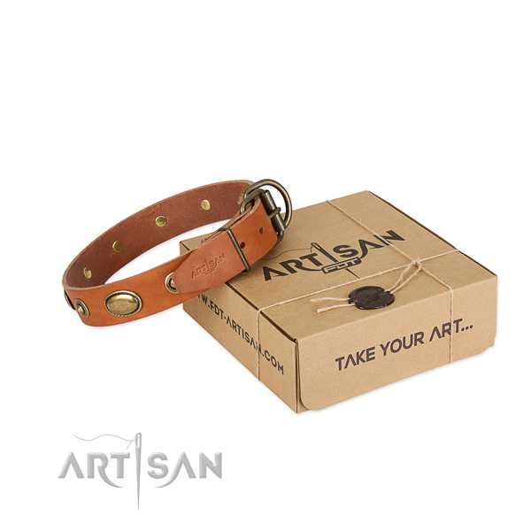 Handmade full grain genuine leather collar for your lovely pet