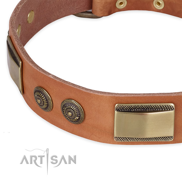 Awesome natural genuine leather collar for your impressive dog