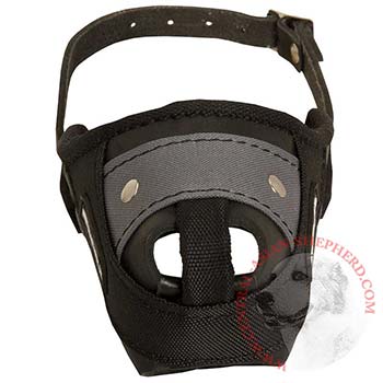 Nylon and Leather Central Asian Shepherd Muzzle with Steel Bar for Protection Training